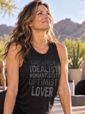 Haute Hippie Dreamer Idealist Romanticist Optimist Lover Graphic Tank Med Yoga